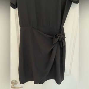 Black wrap front mini dress